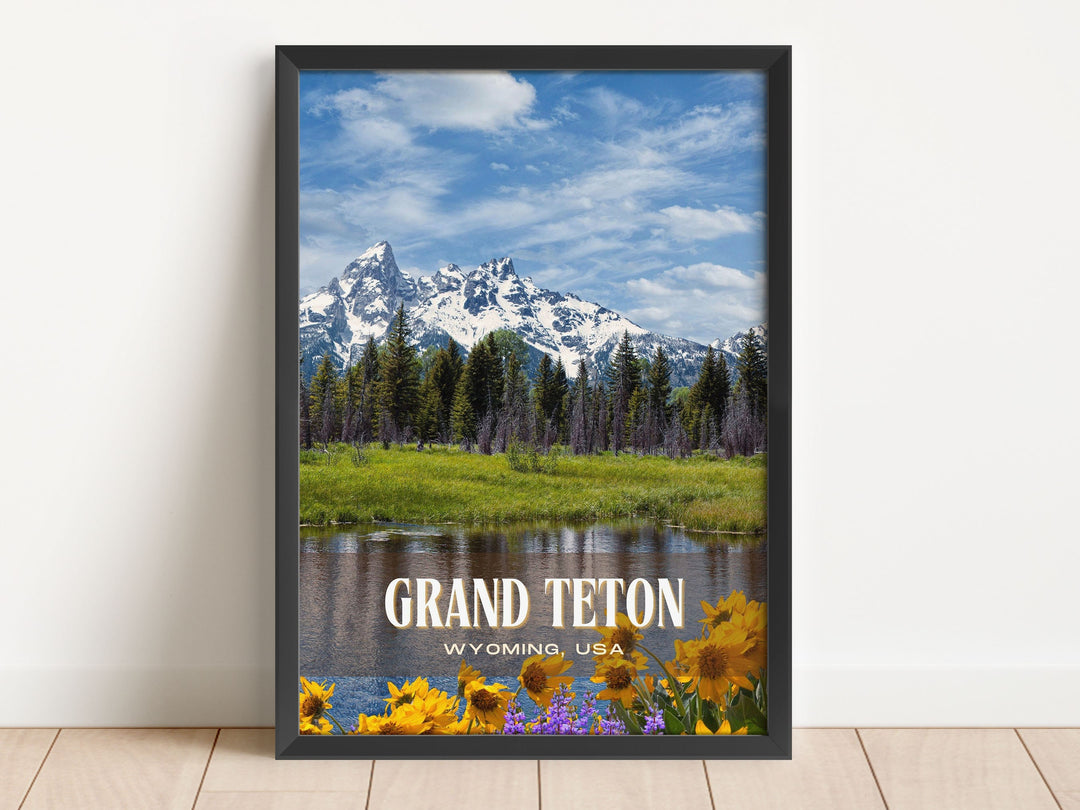 Grand Teton Retro Wall Art, Wyoming, USA
