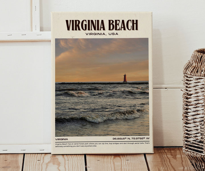 Virginia Beach Vintage Wall Art, Virginia, USA