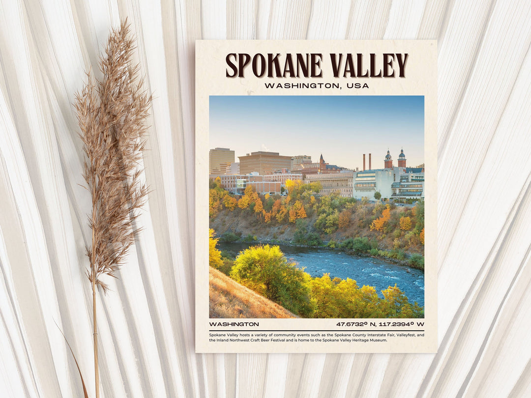 Spokane Valley Vintage Wall Art, Washington, USA