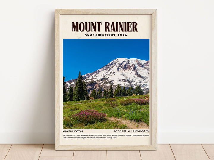 Mount Rainier Vintage Wall Art, Washington, USA