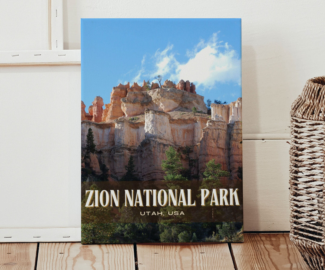 Zion National Park Retro Wall Art, Utah, USA
