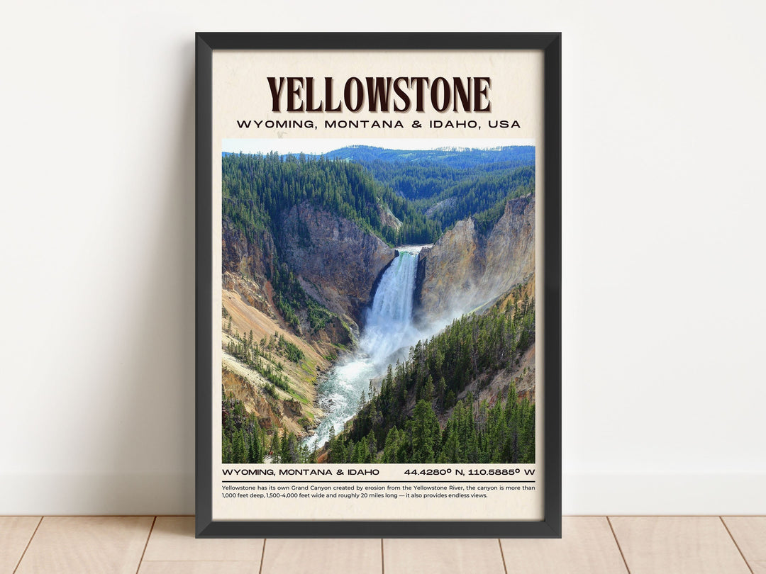 Yellowstone Vintage Wall Art, Wyoming, Montana, Idaho, USA