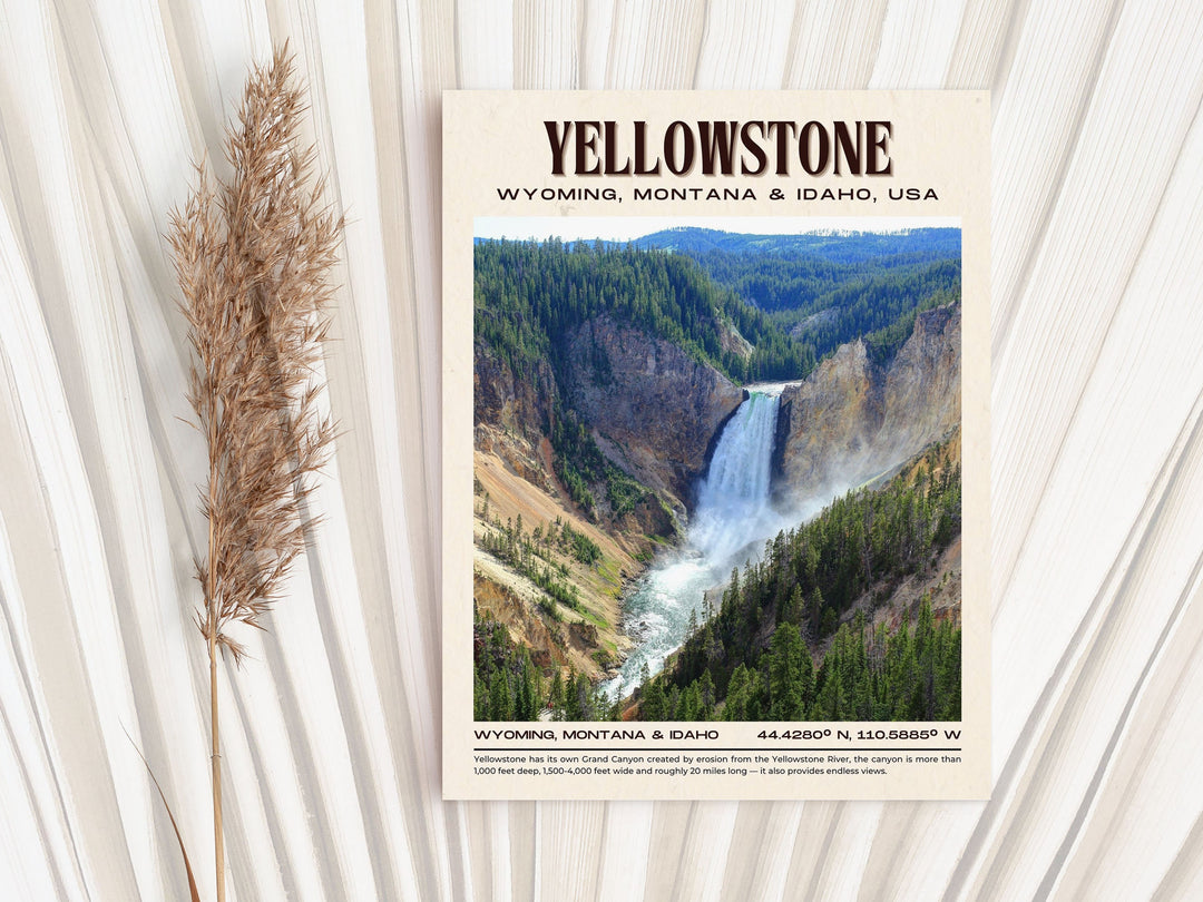 Yellowstone Vintage Wall Art, Wyoming, Montana, Idaho, USA