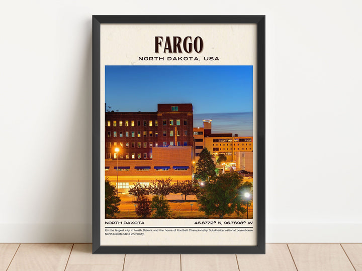 Fargo Vintage Wall Art, North Dakota, USA