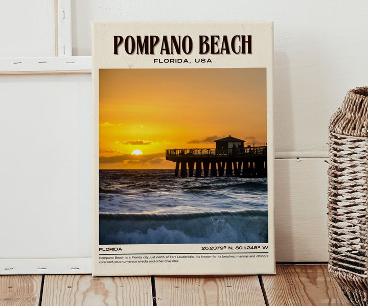 Pompano Beach Vintage Wall Art, Florida, USA